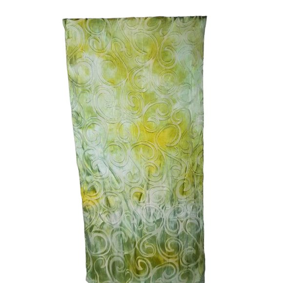 Hand Dyed Scarf Green Yellow Swirls Spring Easter Mother's Day Wedding NWT - Picture 5 of 6